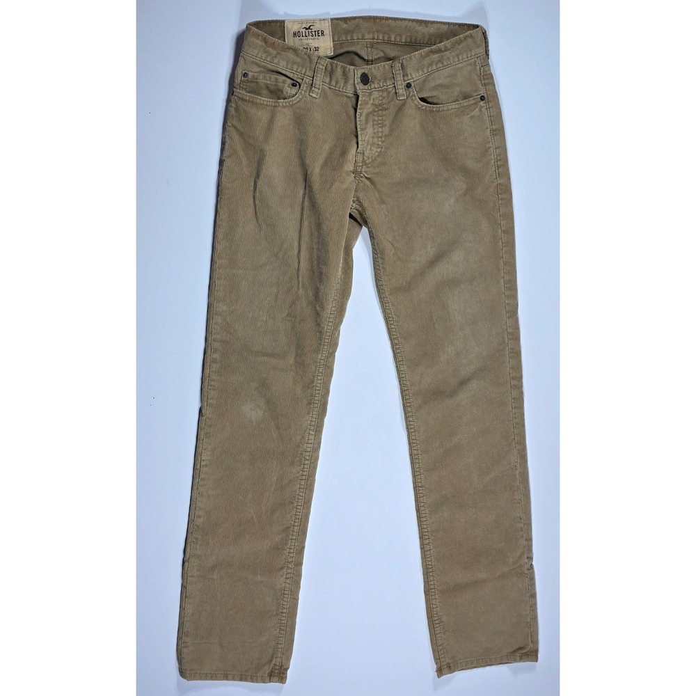 Hollister Men's Skinny Corduroy Pants Tan Khaki 30x32 Fine Wale Cords